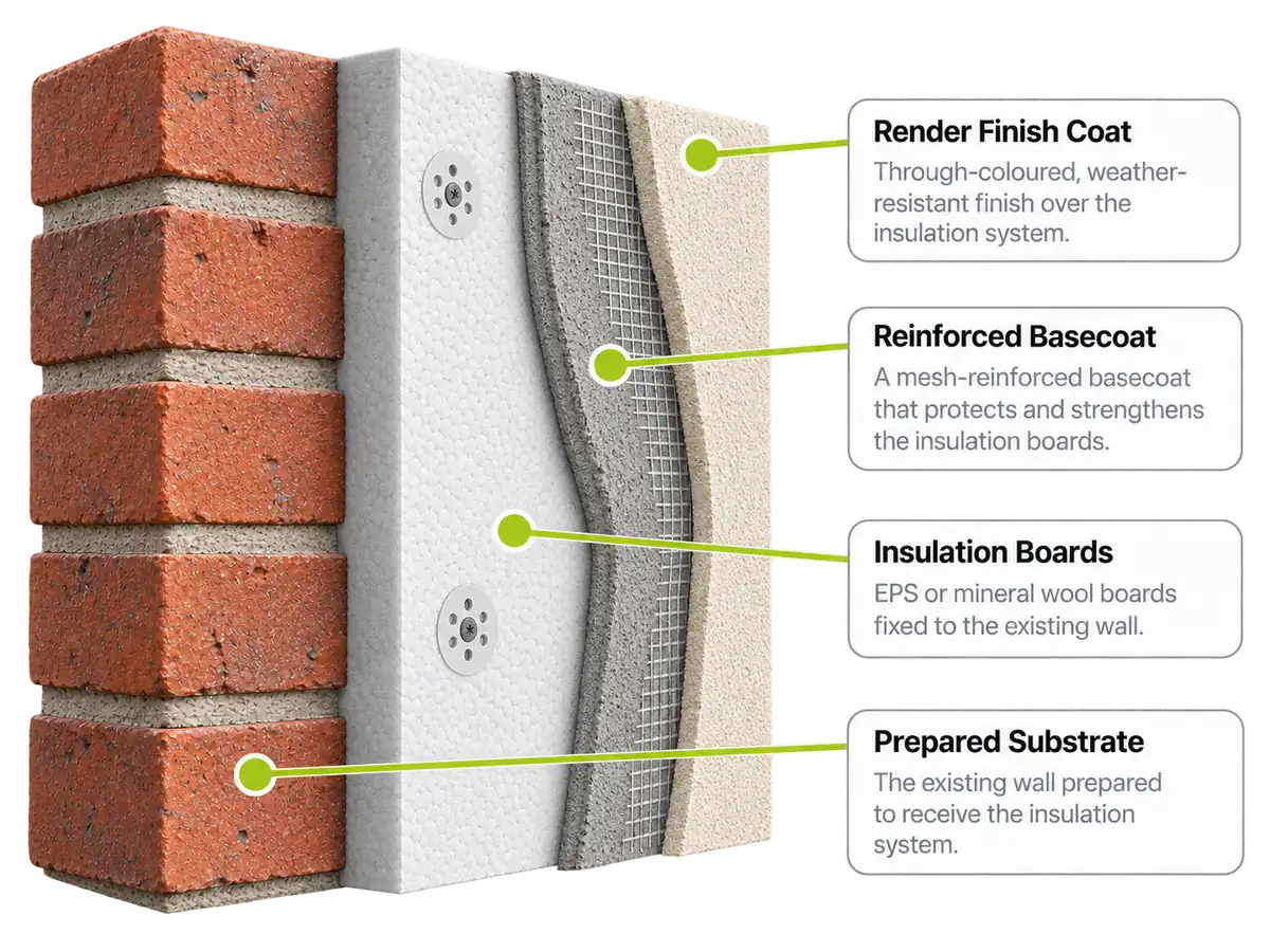 External wall insulation system diagram