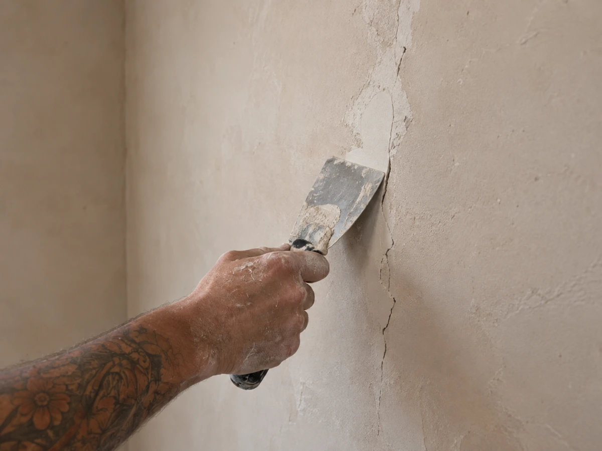 Repaired and refinished plaster wall