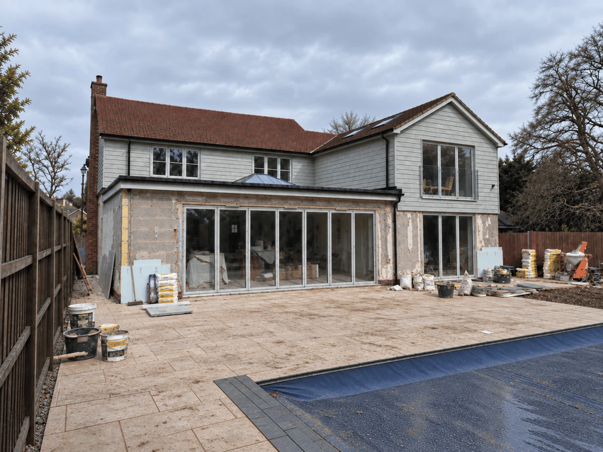 Same extension before rendering, blockwork exposed